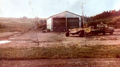 Garage with truck and equipment